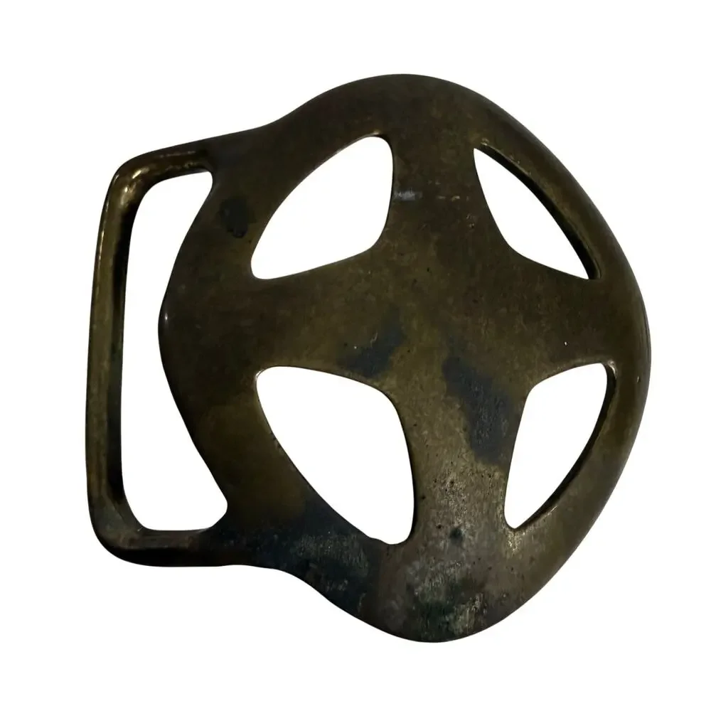 Brass Maltese Iron Cross Duncan D Laurie Hippie Art 1970s Vintage Belt Buckle